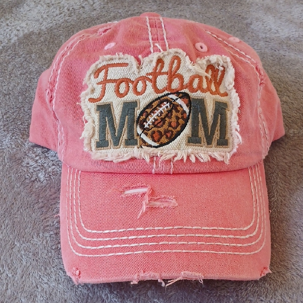 Kbethos Vintage Pink Distressed 'Football Mom' Adjustable Cap